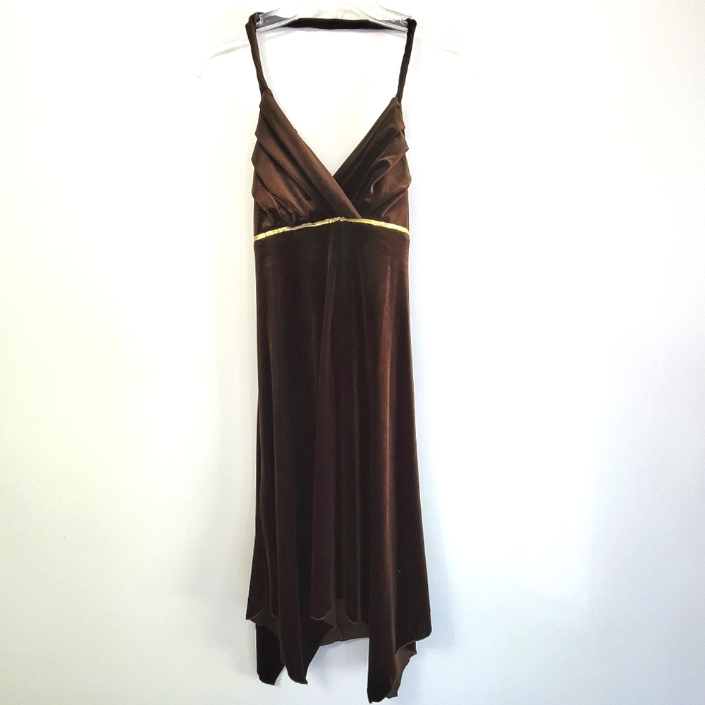 CDC Brown Velvet Halter Dress Juniors Size Small